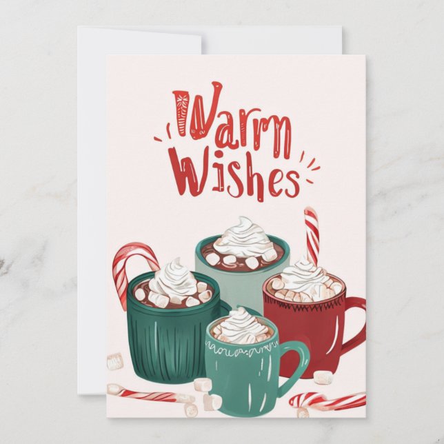 Carte de vœux de fêtes avec chocolat chaud Souhait (Devant)