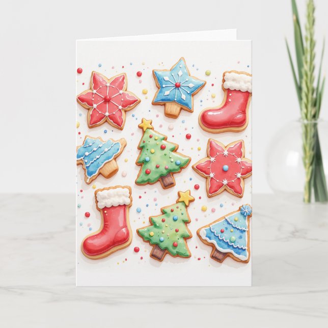 Carte de vœux de fêtes avec cookies de Noël (Devant)