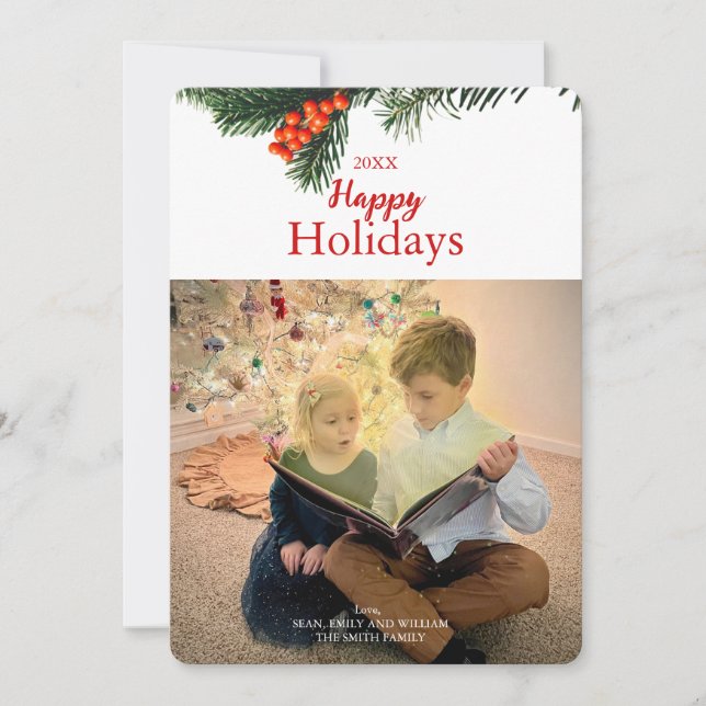 Carte de vœux de fêtes avec couronne traditionnell (Devant)