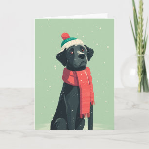 Carte de vœux de fêtes avec Labrador noir