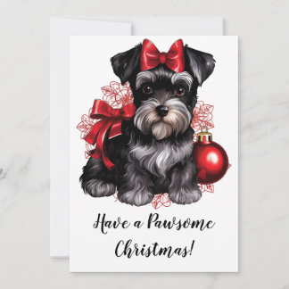 Carte de vœux de fêtes avec Miniature Schnauzer