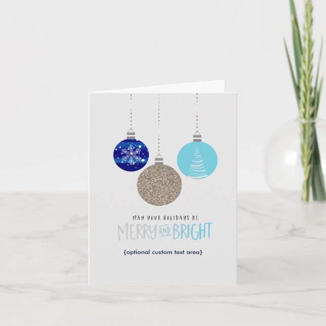 Carte de vœux de fêtes avec ornements Joyeux & Lum (Devant)