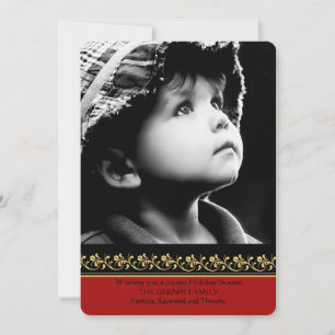 Carte de Vœux de Fêtes avec Photo à Bordure Dorée