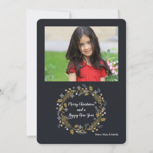 Carte de vœux de fêtes avec photo de couronne en o