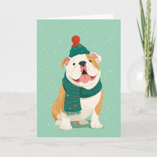 Carte de vœux de fêtes avec un Bouledogue Anglais