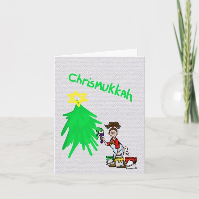 Carte de vœux de fêtes de Chrismukkah pour peintre (Devant)