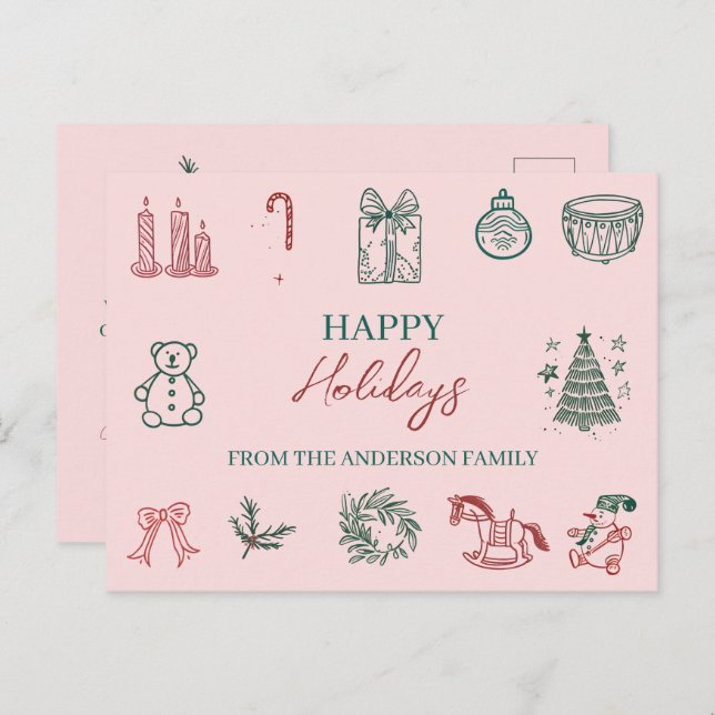 Carte de vœux de fêtes de fin d'année de Noël (Devant / Derrière)