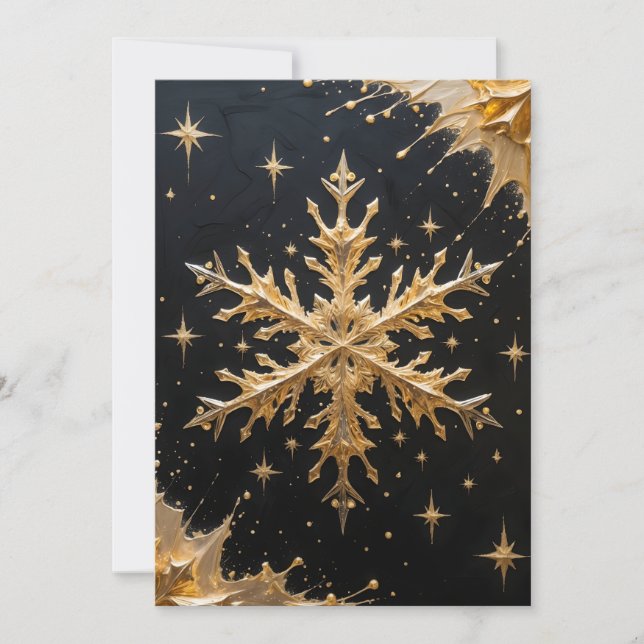 Carte de vœux de fêtes Golden Snowflake (Devant)