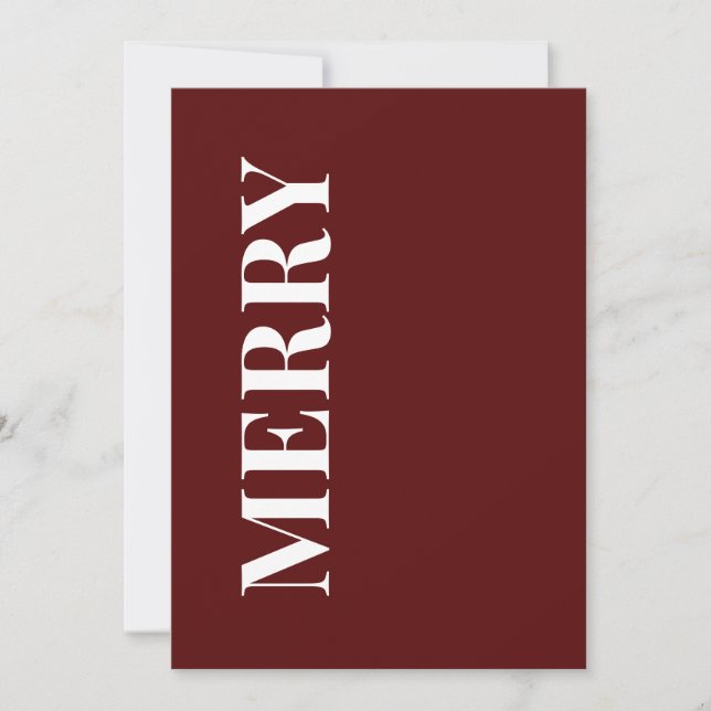 Carte de vœux de fêtes Minimal MERRY | Rouge profo (Devant)