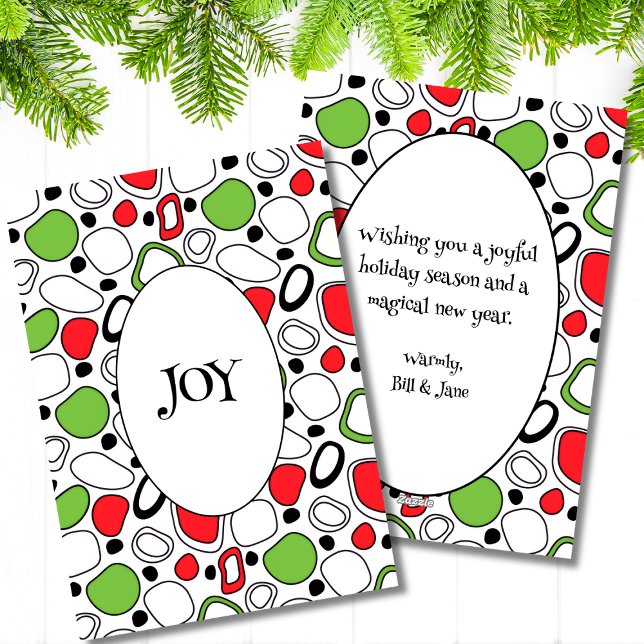 Carte de Vœux de Fêtes Moderne JOY - Message Perso (Modern Joy Holiday Flat Card)