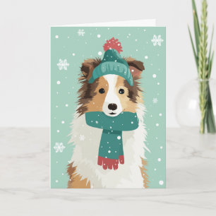 Carte de vœux de fêtes Sable Sheltie