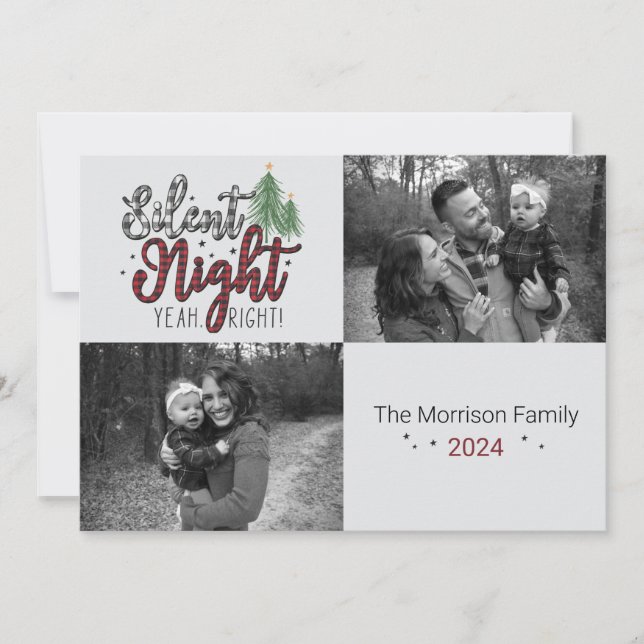 Carte de vœux de fêtes Silent Night Yeah Right! (Devant)