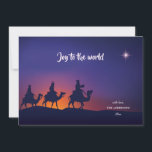 Carte de vœux de fêtes silhouette de l'Épiphanie<br><div class="desc">Une carte de vœux pour la fête de l'Épiphanie célébrant le festival chrétien observé le 6 janvier. Cette charmante carte représente l'arrivée des trois sages à dos de chameau suivant la brillante étoile dans le ciel. (Vecteurs gratuits via Vecteezy !). La carte est facile à personnaliser avec votre libellé, police,...</div>