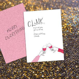 Carte de voeux de fêtes – « Tchin » Verres à vin q