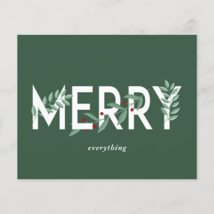 Carte de vœux de fêtes tout vert Budget Holly Merr