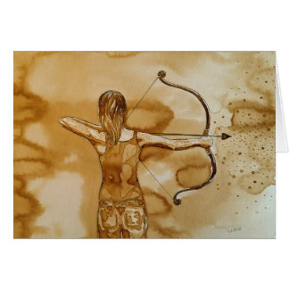 carte de voeux de fille de tir à l'arc