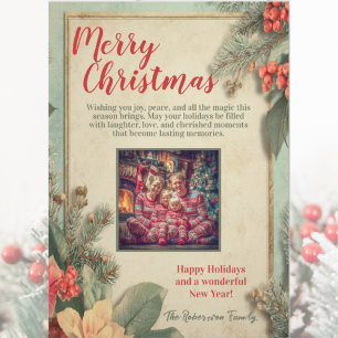 Carte de vœux de fin d'année avec photo de famille