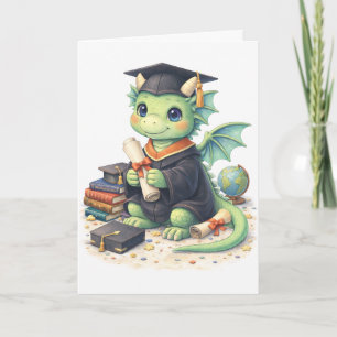Carte de vœux de fin d'études avec un joli dragon