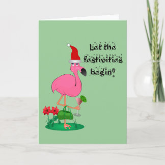 Carte de voeux de Flamant rose de Noël