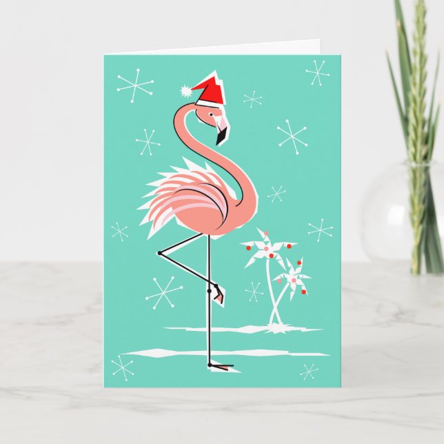 Carte de voeux de Flamant rose de Noël bonnes (Devant)