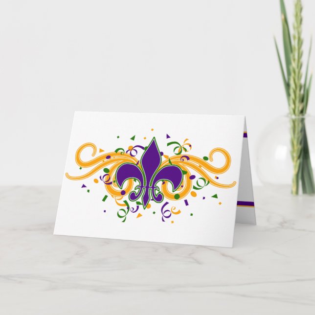 Carte de voeux de Fleur-De-Lis de mardi gras (Devant)