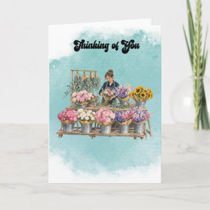 Carte de vœux de fleuriste à l'aquarelle "Pensées