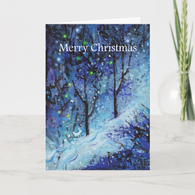 Carte de voeux de forêt de Milou de lapin de Noël (Devant)