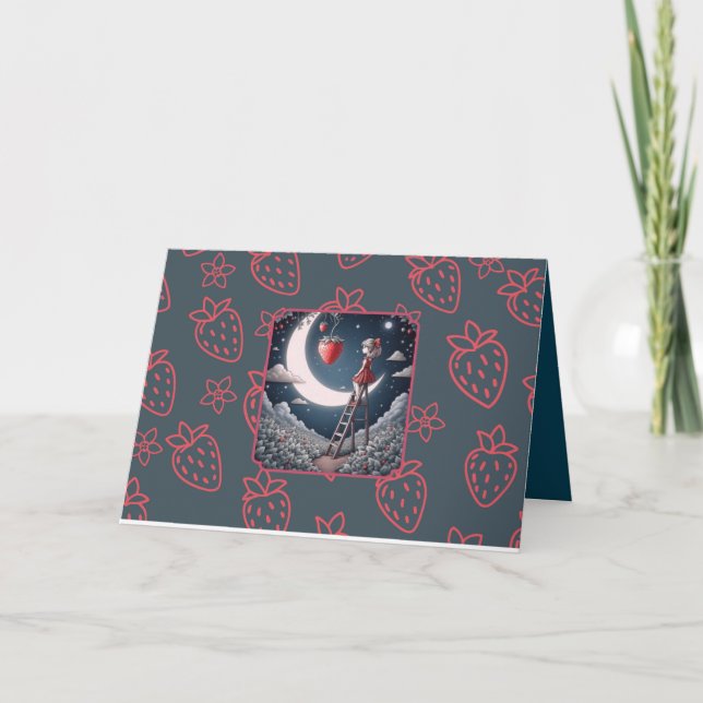 Carte de voeux de fraise lune (Devant)