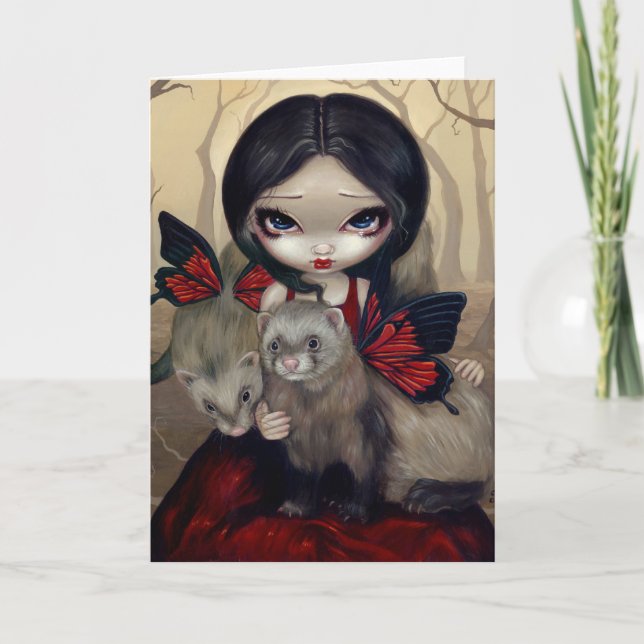 Carte de voeux "de furets rouges de papillon" (Devant)