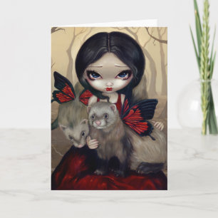 Carte de voeux "de furets rouges de papillon"