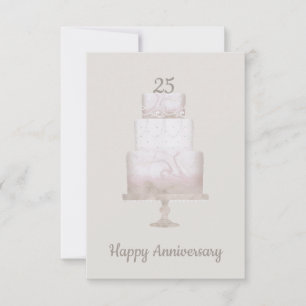 Carte de vœux de gâteau personnalisé pour le 25e a
