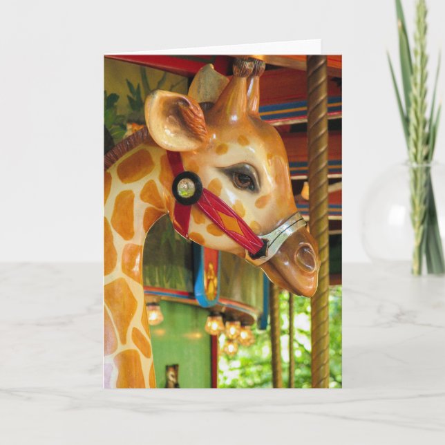 Carte de voeux de girafe de carrousel (Devant)