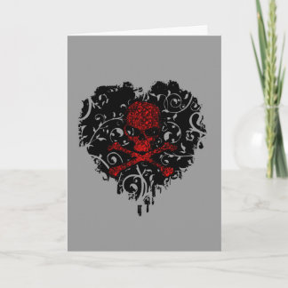 Carte de voeux de Goth au crâne de coeur embêté