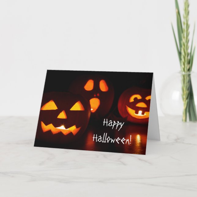 Carte de voeux de Halloween de lanterne de Jack O (Devant)