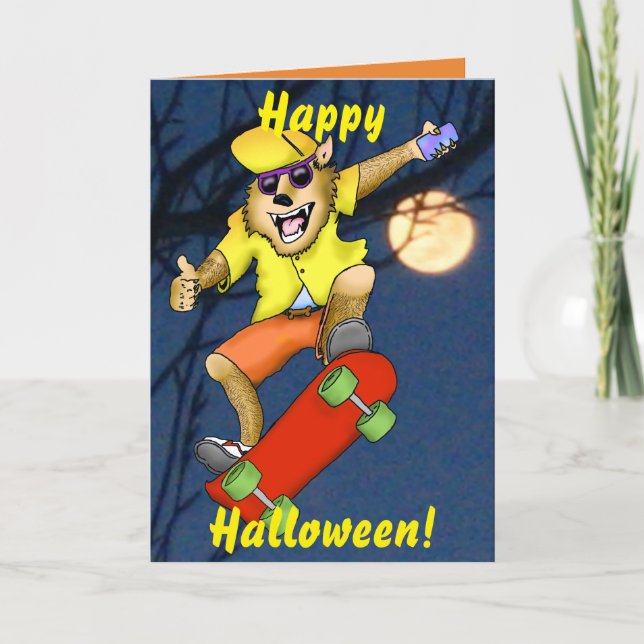 Carte de voeux de Halloween de planchiste de (Devant)