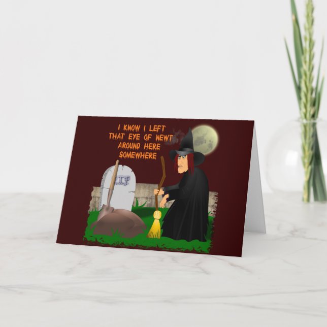 Carte de voeux de Halloween de sorcière et de (Devant)