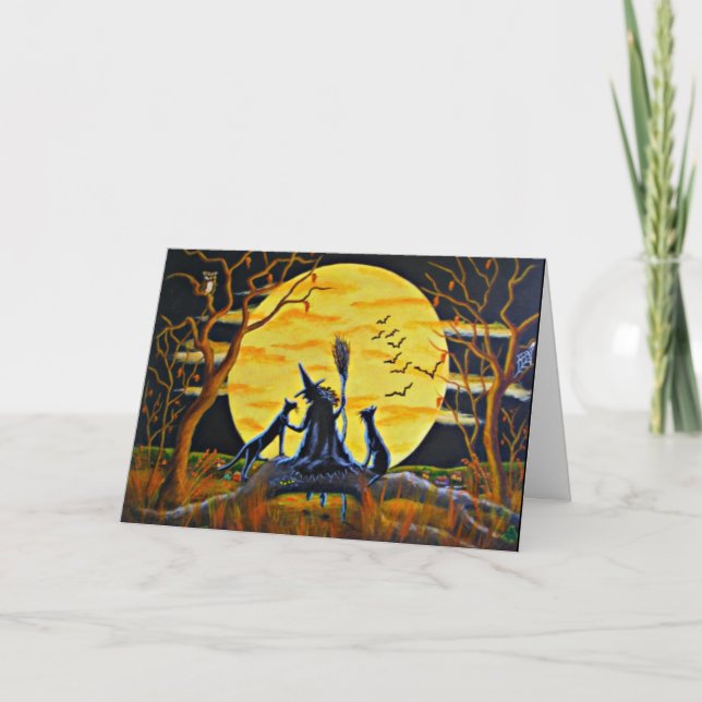 Carte de voeux de Halloween, sorcière, (Devant)