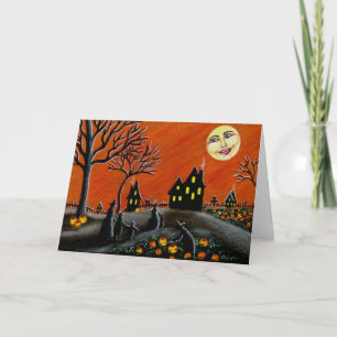 Carte de voeux de Halloween, sorcières,