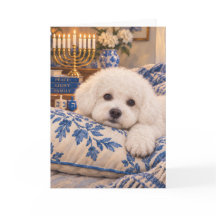 Carte de vœux de Hanouka Bichon Frise