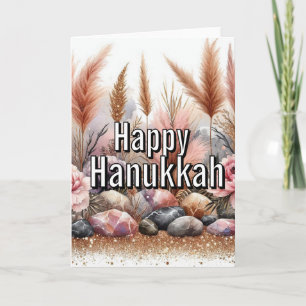 Carte de vœux de Hanukkah - Moderne Simple Rose