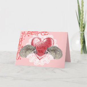 Carte de voeux de hérisson d'amour