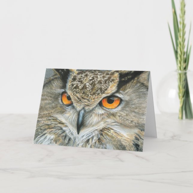 Carte de voeux de hibou - blanc (Devant)