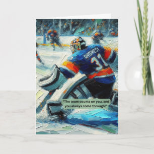 Carte de voeux de hockey Gardien Dernière ligne de