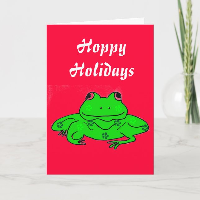 Carte de voeux de houblon de grenouille de (Devant)