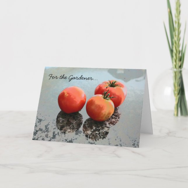 Carte de voeux de jardinage avec des tomates (Devant)