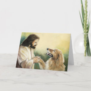 Carte de voeux de Jésus et Golden Retriever Dog Ar