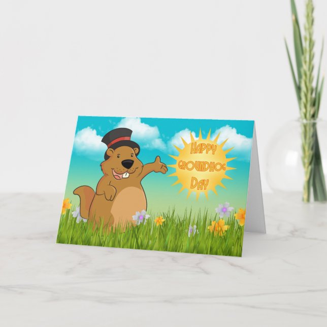 Carte de voeux de jour de Groundhog avec le (Devant)
