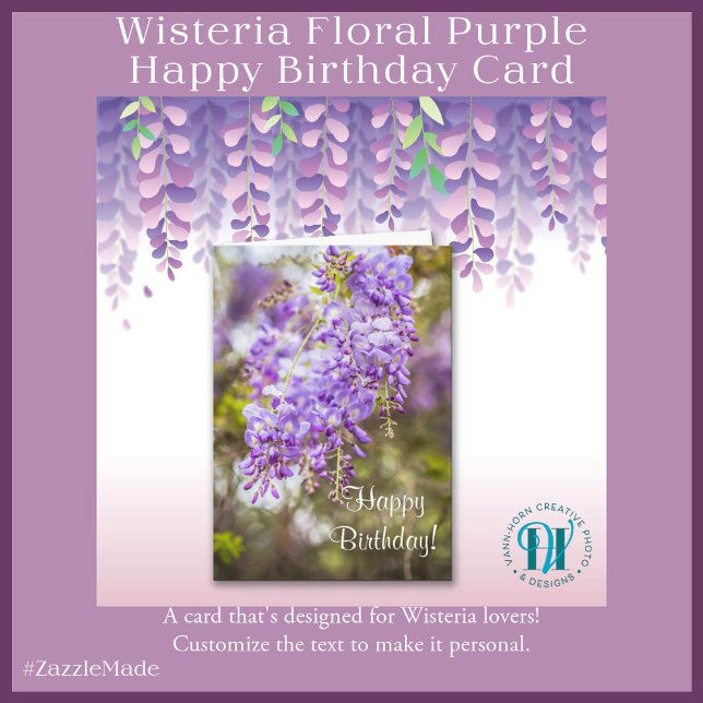 Carte de voeux de joyeux anniversaire de photo de (Beautiful Wisteria Bloom Birthday Card for Your Someone Special.)