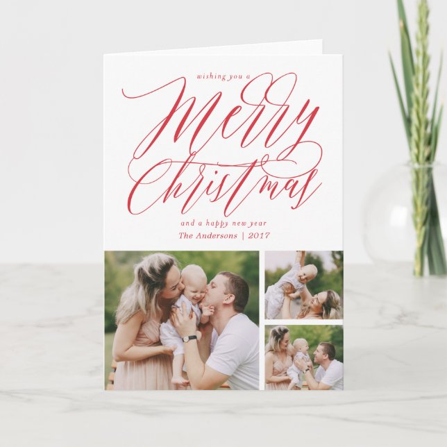 Carte de voeux de Joyeux Noël de miroitement d'or (Devant)