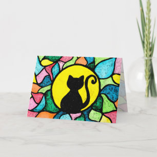 Carte de voeux de Kitty de noir d'aquarelle en